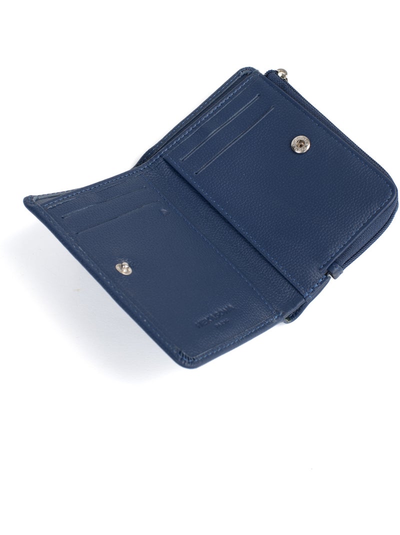 Cartera - 1 pliegue - detener rfid - cuero confort hexagona Azul - Kiabi