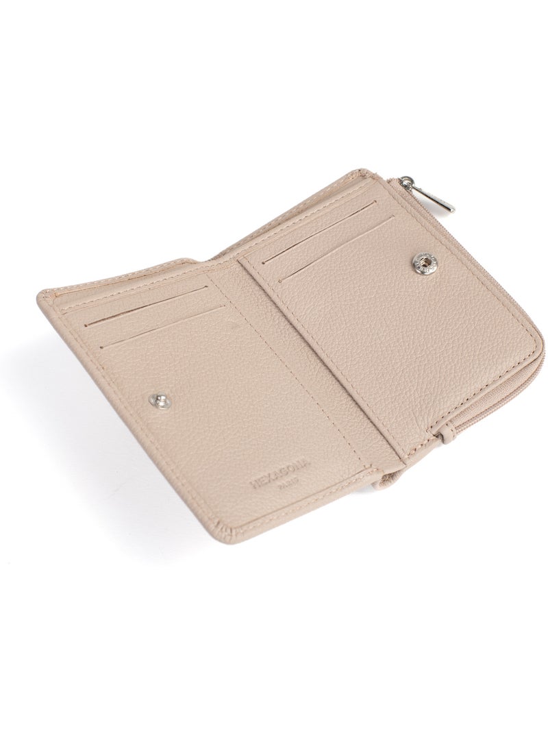 Cartera - 1 pliegue - detener rfid - cuero confort hexagona Beige - Kiabi