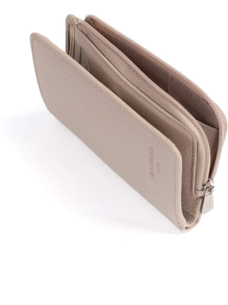 Cartera - 1 pliegue - detener rfid - cuero confort hexagona Beige - Kiabi