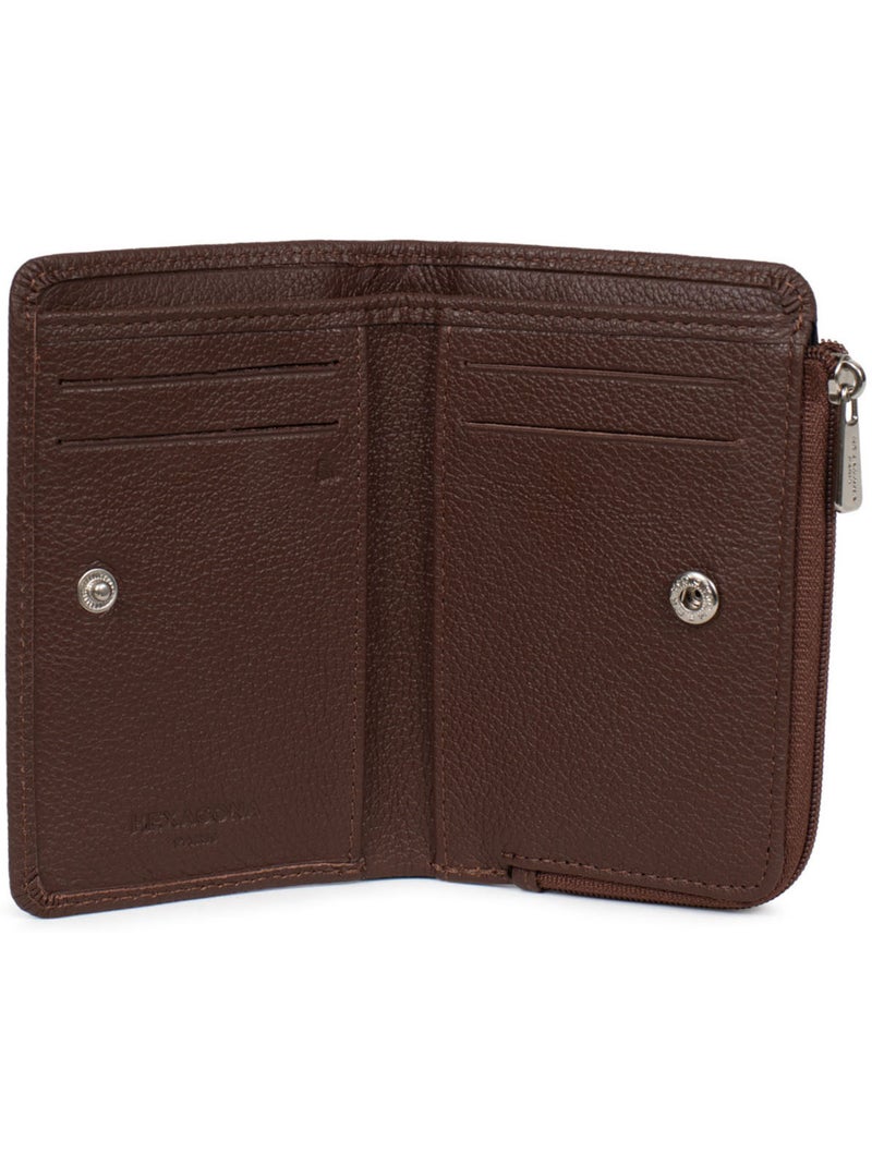 Cartera - 1 pliegue - detener rfid - cuero confort hexagona Marrón chocolate - Kiabi
