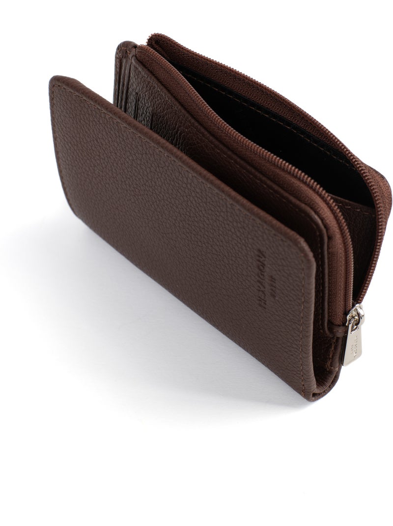 Cartera - 1 pliegue - detener rfid - cuero confort hexagona Marrón chocolate - Kiabi