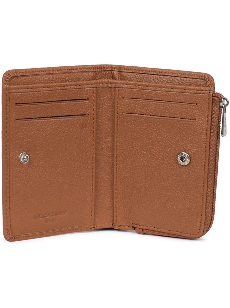 Cartera - 1 pliegue - detener rfid - cuero confort hexagona Marrón claro - Kiabi