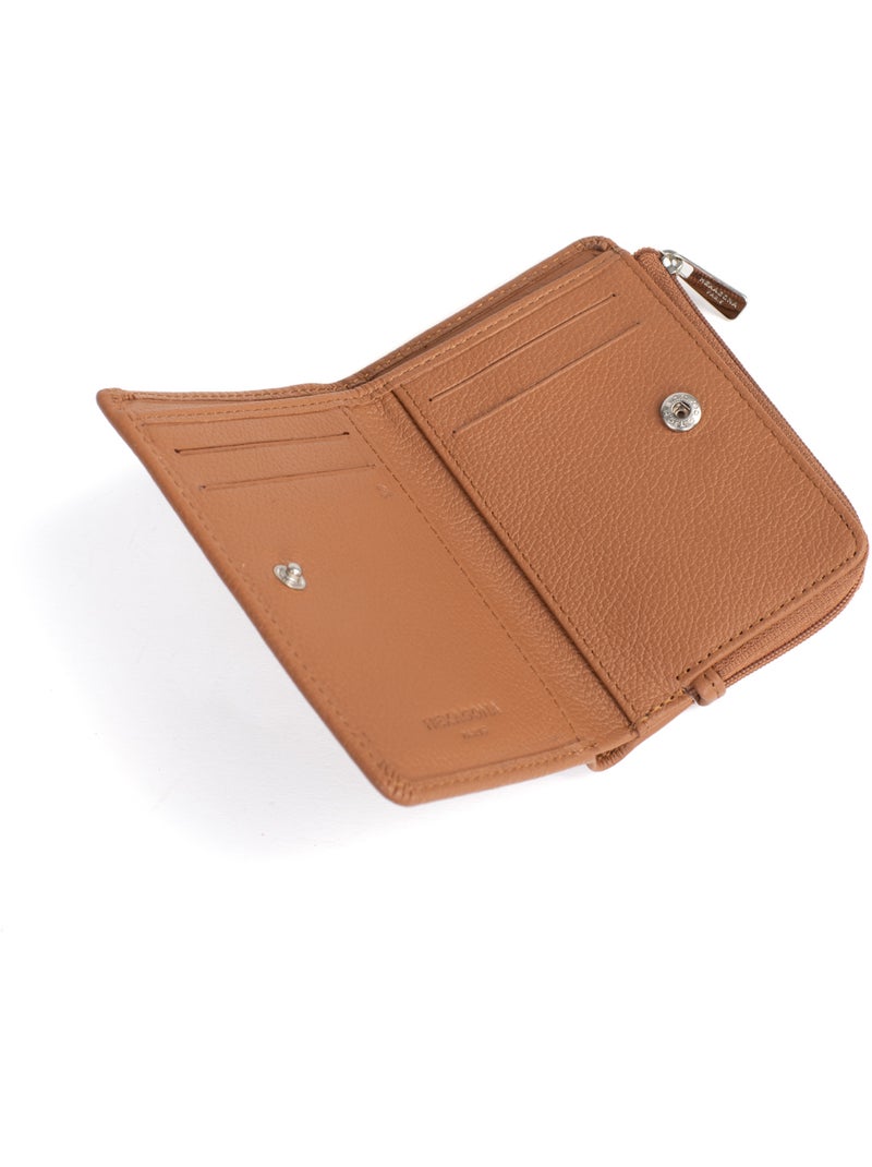 Cartera - 1 pliegue - detener rfid - cuero confort hexagona Marrón claro - Kiabi