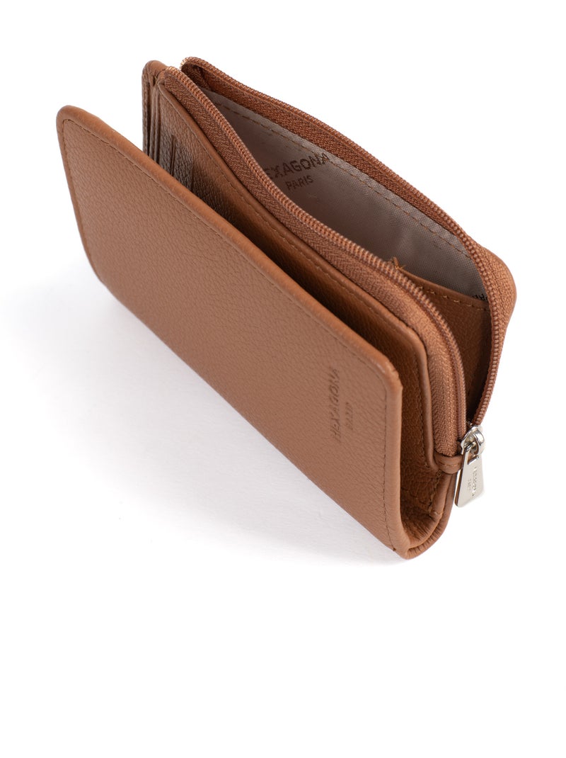 Cartera - 1 pliegue - detener rfid - cuero confort hexagona Marrón claro - Kiabi