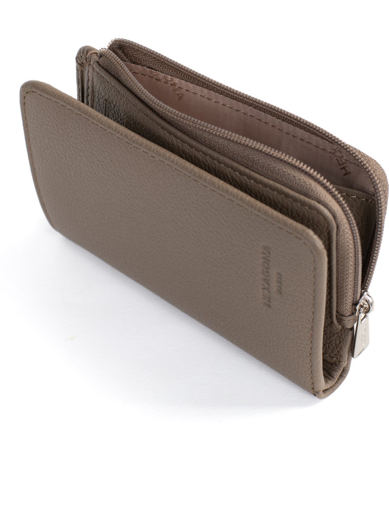 Cartera - 1 pliegue - detener rfid - cuero confort hexagona Marrón glaseado - Kiabi
