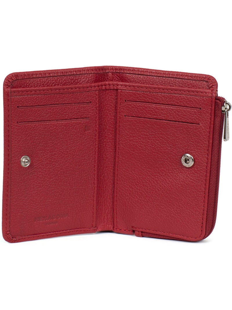 Cartera - 1 pliegue - detener rfid - cuero confort hexagona Rojo oscuro - Kiabi