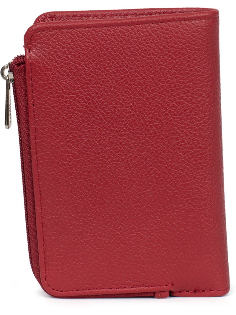 Cartera - 1 pliegue - detener rfid - cuero confort hexagona Rojo oscuro - Kiabi