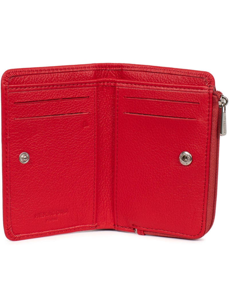 Cartera - 1 pliegue - detener rfid - cuero confort hexagona Rojo tomate - Kiabi
