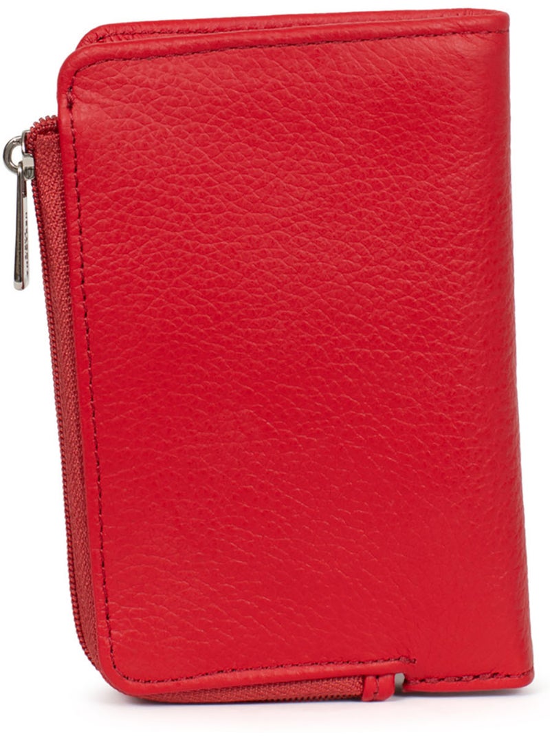 Cartera - 1 pliegue - detener rfid - cuero confort hexagona Rojo tomate - Kiabi