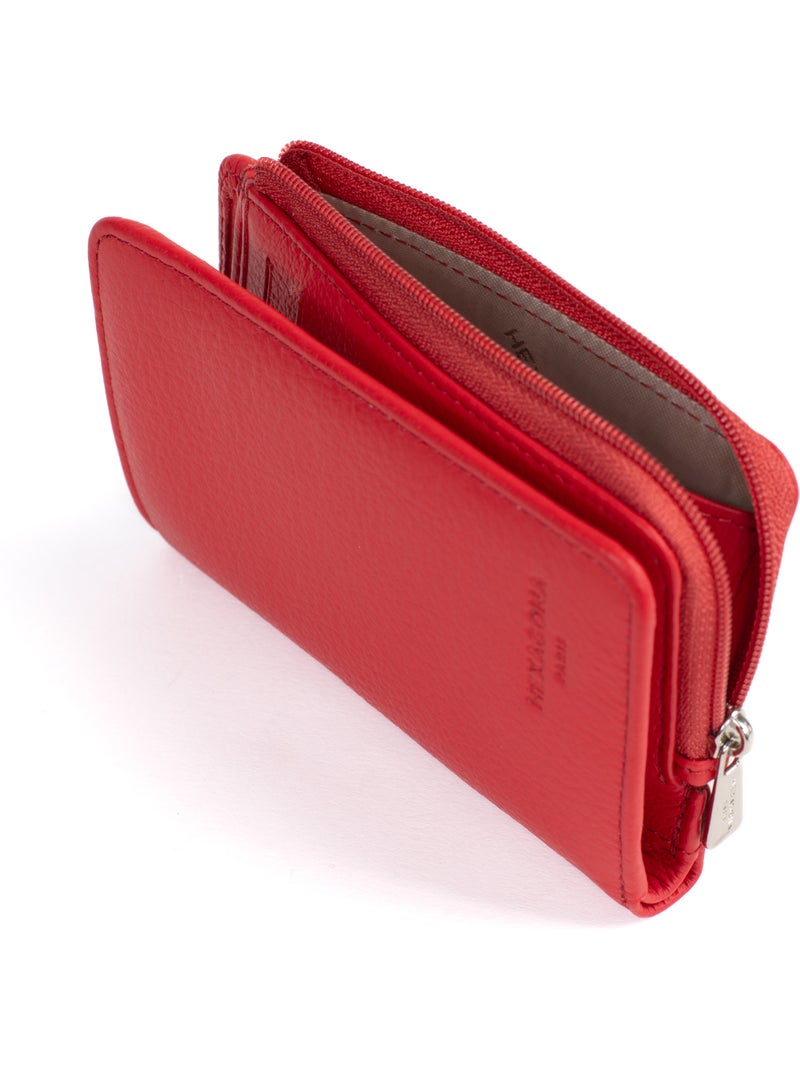 Cartera - 1 pliegue - detener rfid - cuero confort hexagona Rojo tomate - Kiabi