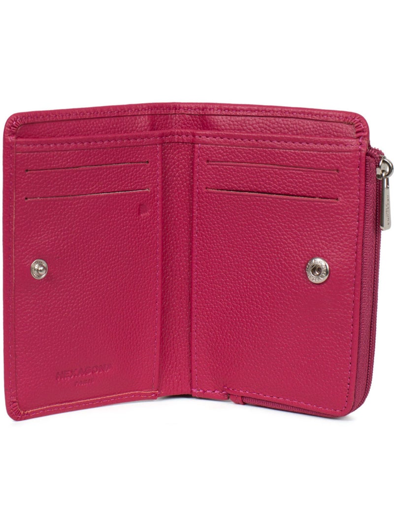 Cartera - 1 pliegue - detener rfid - cuero confort hexagona Rosa fucsia - Kiabi
