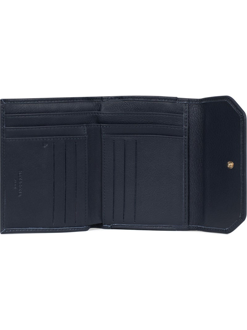 Cartera - 1 pliegue - detener rfid - cuero de vaca taima hexagona Azul noche - Kiabi