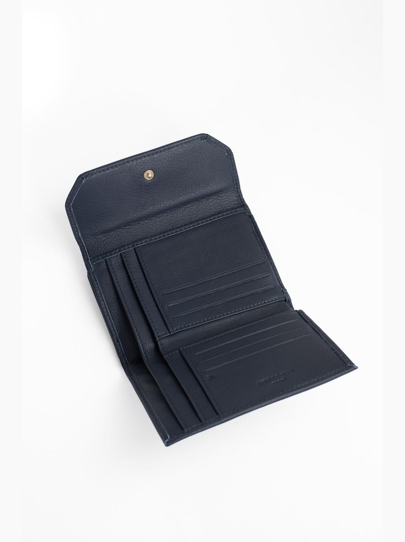 Cartera - 1 pliegue - detener rfid - cuero de vaca taima hexagona Azul noche - Kiabi