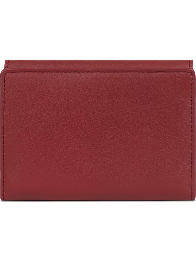 Cartera - 1 pliegue - detener rfid - cuero de vaca taima hexagona Rojo oscuro - Kiabi