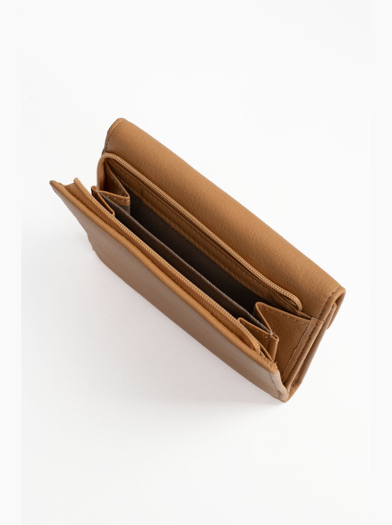 Cartera - 1 pliegue - Detener RFID - Cuero de vaca TAIMA Marrón habano - Kiabi