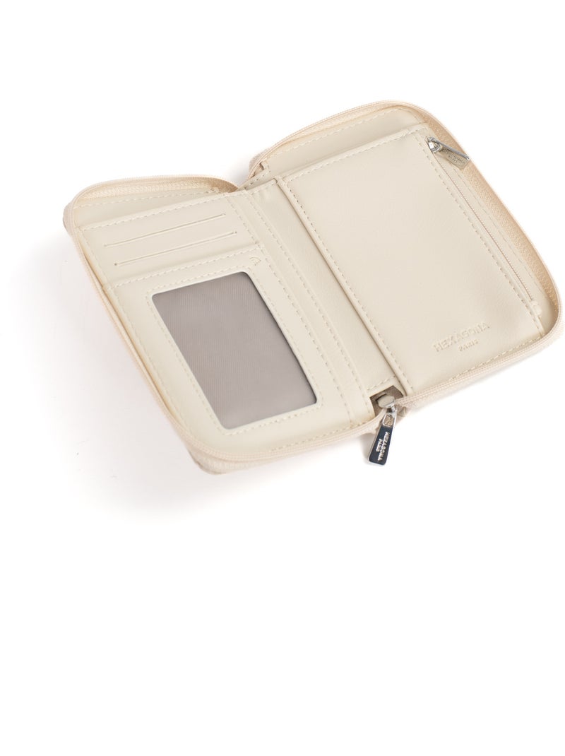 Cartera - 1 pliegue - detener rfid nila hexagona Marfil - Kiabi