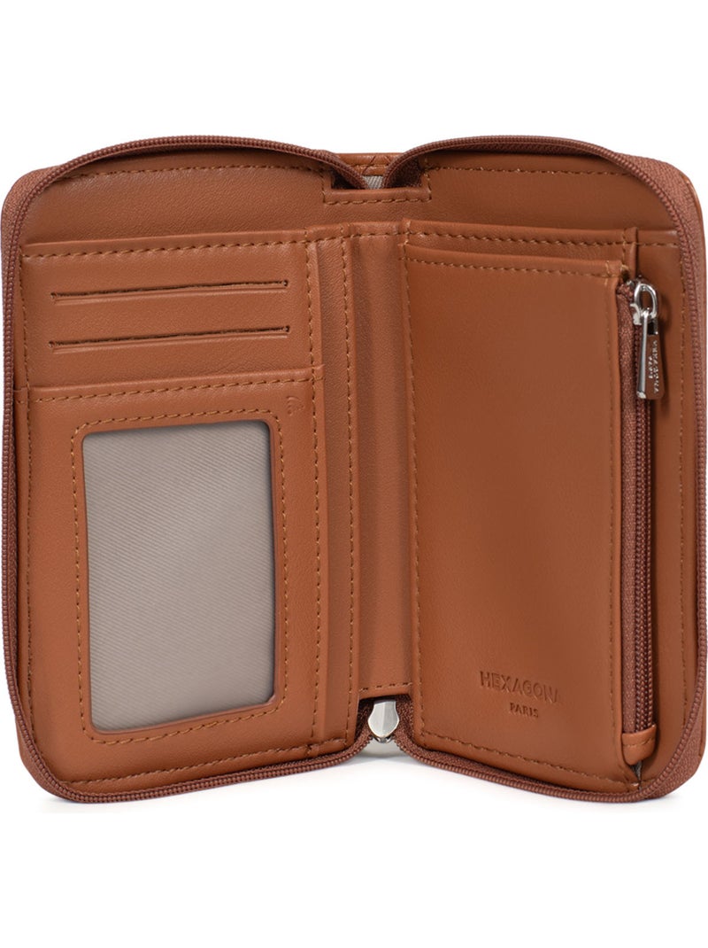 Cartera - 1 pliegue - detener rfid nila hexagona Marrón caramelo - Kiabi