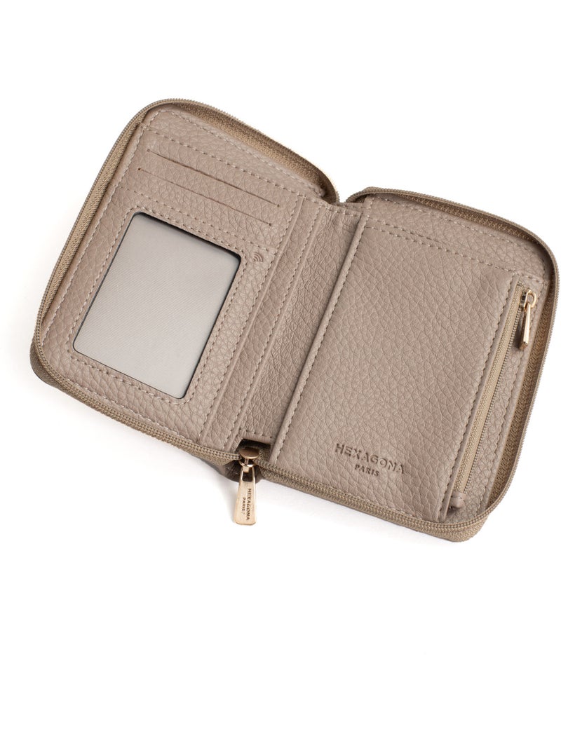 Cartera - 1 pliegue - detener rfid zora hexagona Taupe - Kiabi