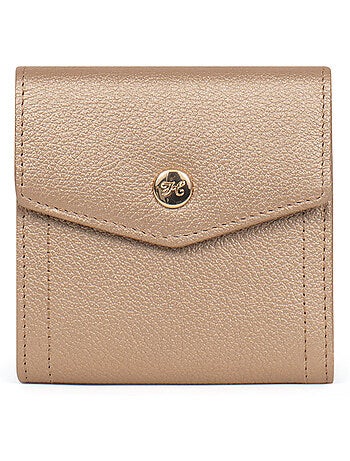 Cartera - 2 pliegues - detener rfid - cuero luna hexagona