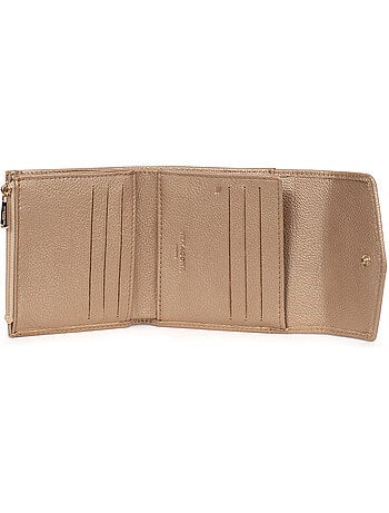 Cartera - 2 pliegues - detener rfid - cuero luna hexagona