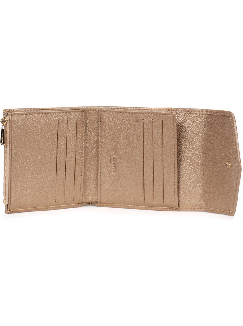 Cartera - 2 pliegues - detener rfid - cuero luna hexagona Dorado/Oro - Kiabi