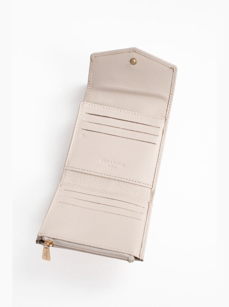 Cartera - 2 pliegues - detener rfid - cuero luna hexagona Marfil - Kiabi