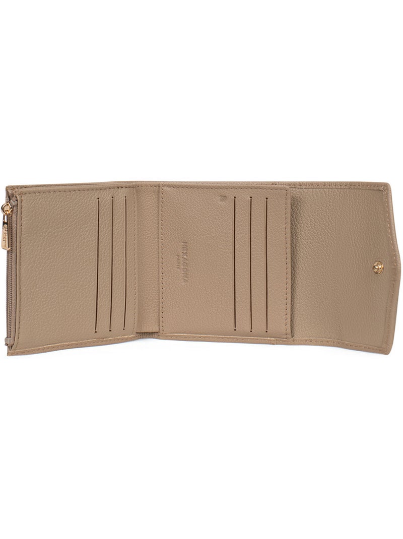 Cartera - 2 pliegues - detener rfid - cuero luna hexagona Marrón glaseado - Kiabi