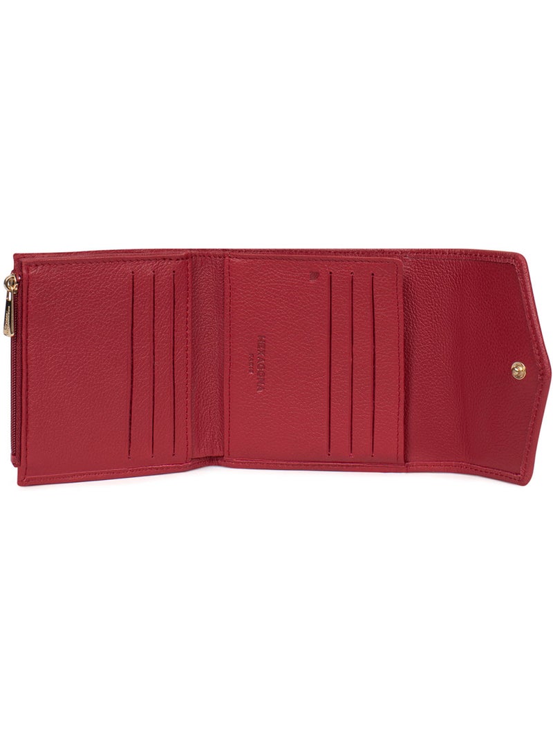 Cartera - 2 pliegues - detener rfid - cuero luna hexagona Rojo oscuro - Kiabi