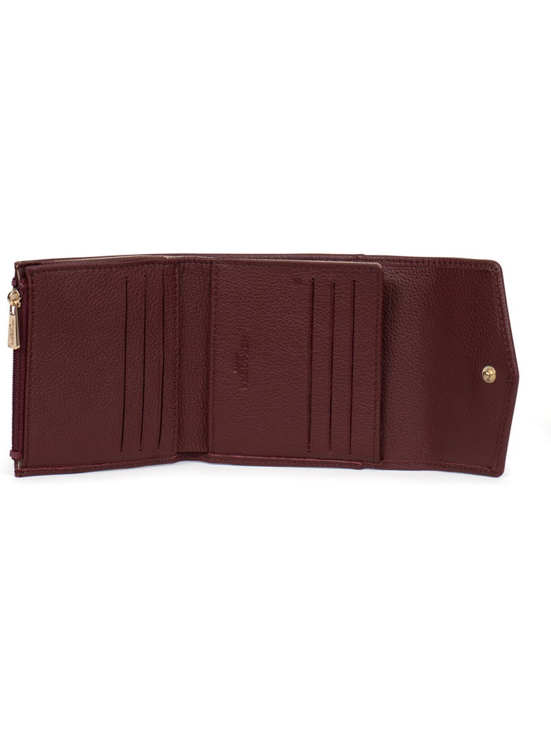 Cartera - 2 pliegues - detener rfid - cuero luna hexagona Violeta ciruela - Kiabi