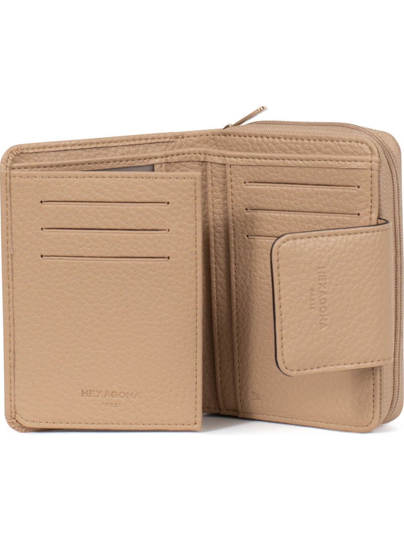 Cartera - 2 pliegues - detener rfid zora hexagona Beige arena - Kiabi