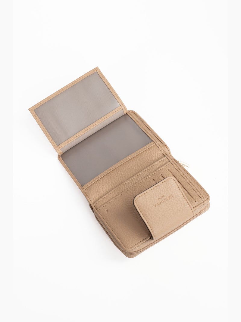 Cartera - 2 pliegues - detener rfid zora hexagona Beige arena - Kiabi
