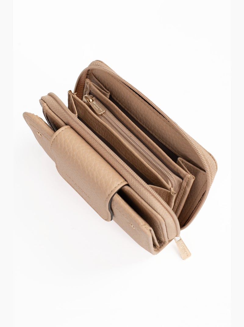 Cartera - 2 pliegues - detener rfid zora hexagona Beige arena - Kiabi