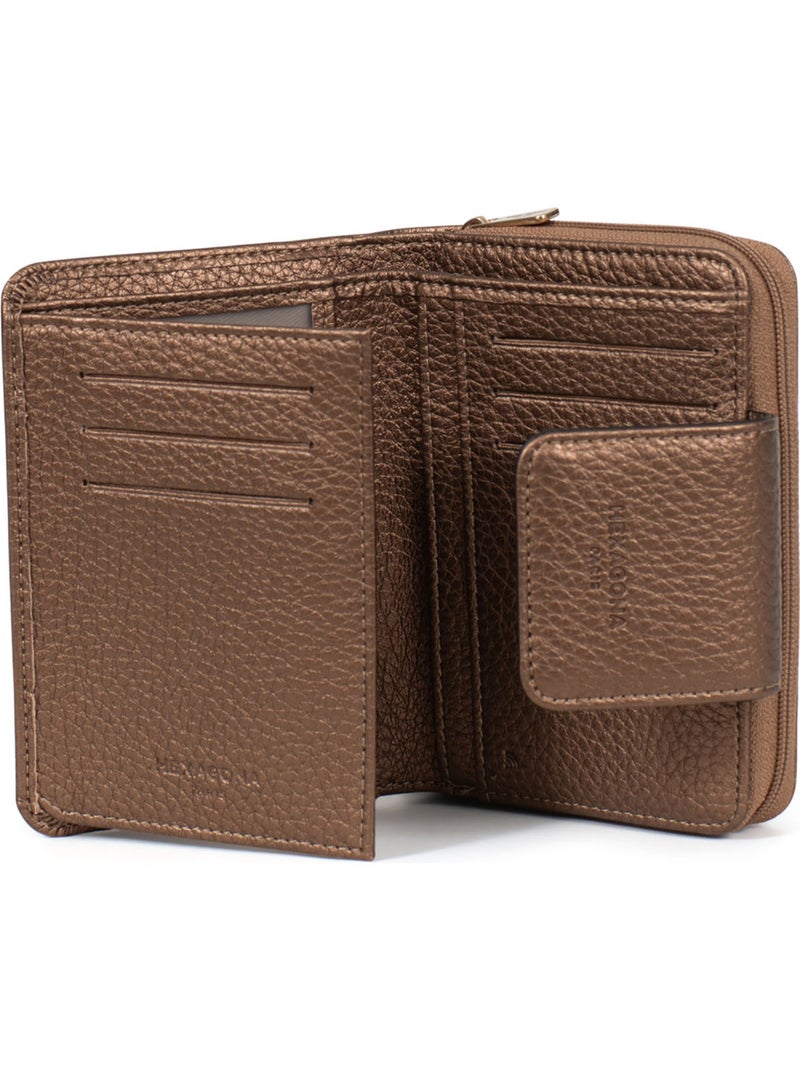 Cartera - 2 pliegues - detener rfid zora hexagona Bronce - Kiabi