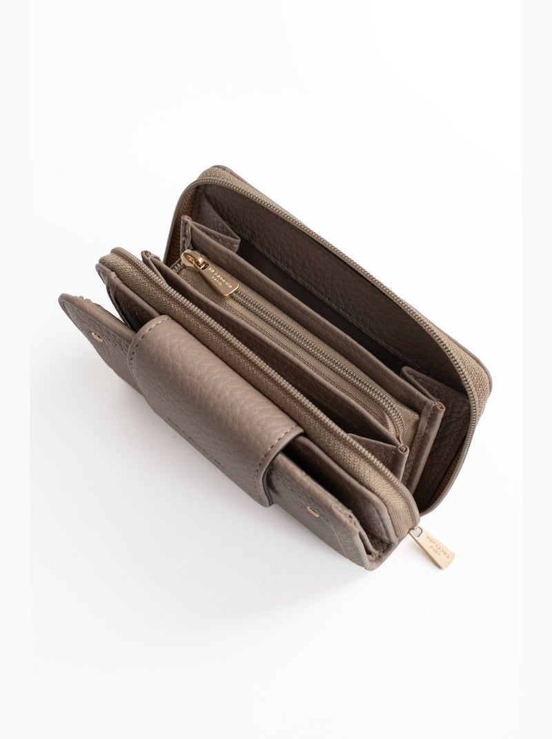 Cartera - 2 pliegues - detener rfid zora hexagona Taupe - Kiabi