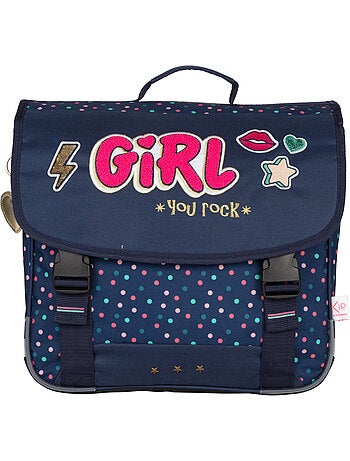 Cartera escolar 38 cm 2 compartimentos KIP Girl You Rock azul marino