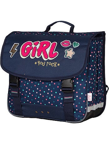 Cartera escolar 38 cm 2 compartimentos KIP Girl You Rock azul marino