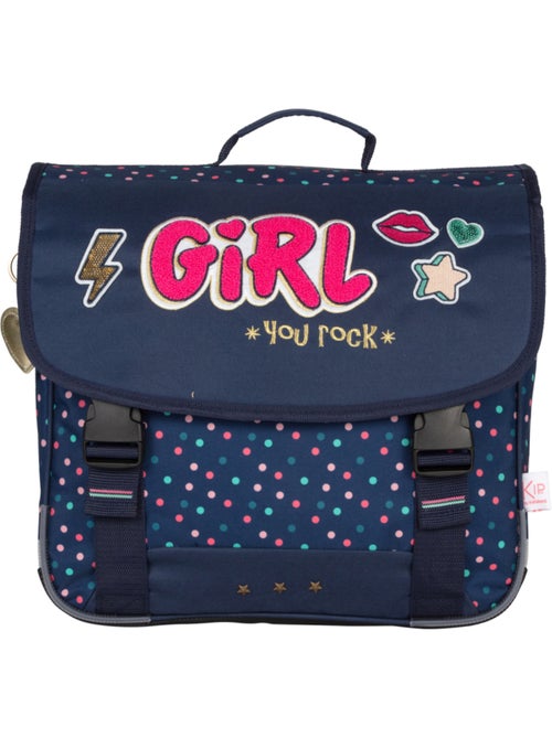 Cartera escolar 38 cm 2 compartimentos KIP Girl You Rock azul marino - Kiabi Cartera escolar 38 cm 2 compartimentos KIP Girl You Rock azul marino - Kiabi