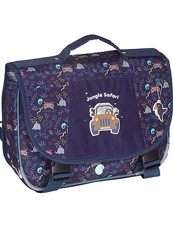 Cartera escolar 38 cm 2 compartimentos KIP Jungle Safari azul