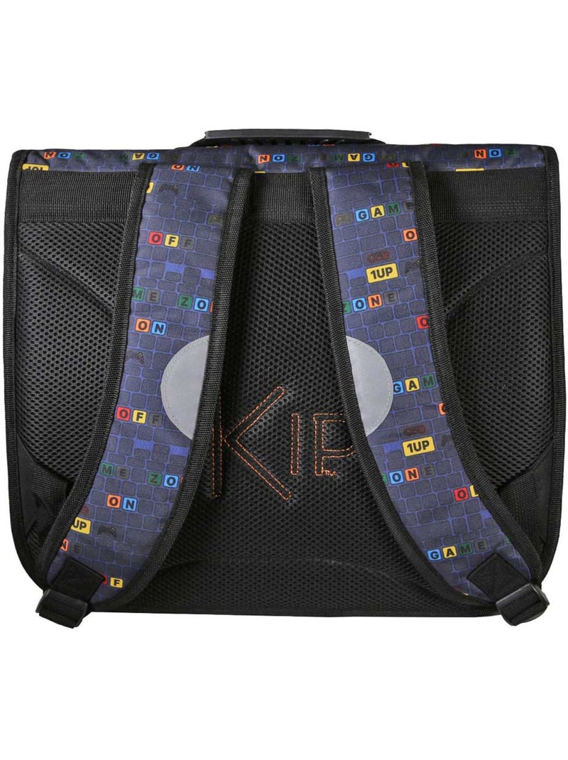 Cartera escolar 38 cm 2 compartimentos KIP School Time azul negro Azul marino - Kiabi