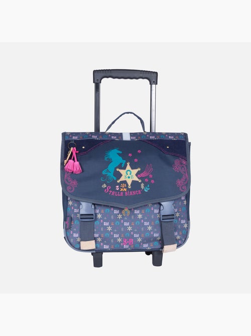 Cartera escolar con ruedas niña 38 cm STALLA BIANCA Western azul - Kiabi Cartera escolar con ruedas niña 38 cm STALLA BIANCA Western azul - Kiabi