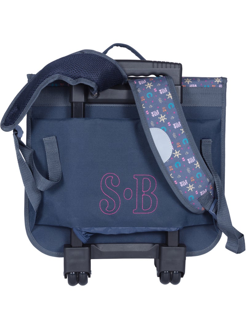 Cartera escolar con ruedas niña 38 cm STALLA BIANCA Western azul Azul - Kiabi