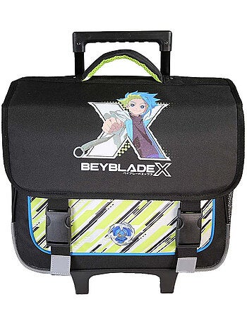 Cartera escolar con ruedas niño 38 cm 2 compartimentos BEYBLADE X negro verde