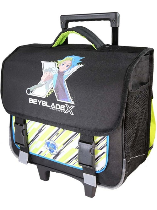 Cartera escolar con ruedas niño 38 cm 2 compartimentos BEYBLADE X negro verde - Kiabi