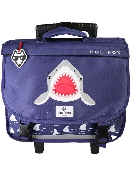Cartera escolar con ruedas POL FOX Shark 38 cm reversible azul marino - Kiabi Cartera escolar con ruedas POL FOX Shark 38 cm reversible azul marino - Kiabi