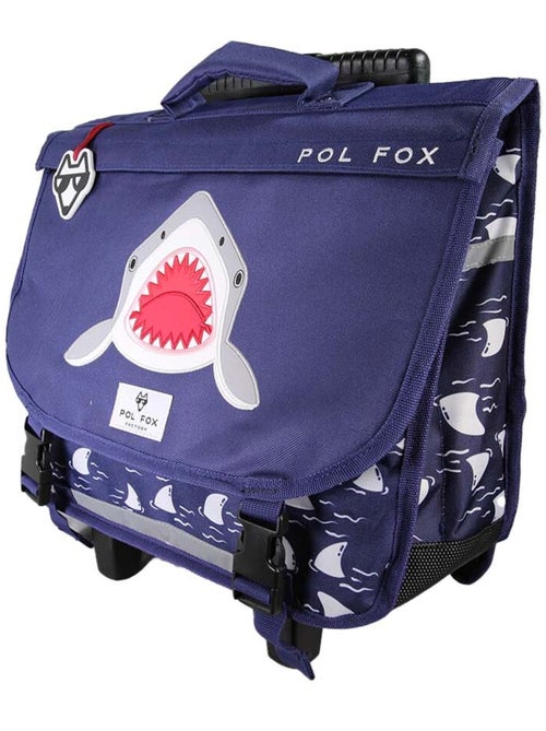Cartera escolar con ruedas POL FOX Shark 38 cm reversible azul marino - Kiabi Cartera escolar con ruedas POL FOX Shark 38 cm reversible azul marino - Kiabi