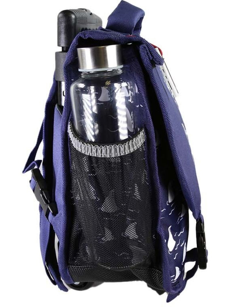 Cartera escolar con ruedas POL FOX Shark 38 cm reversible azul marino Azul marino - Kiabi