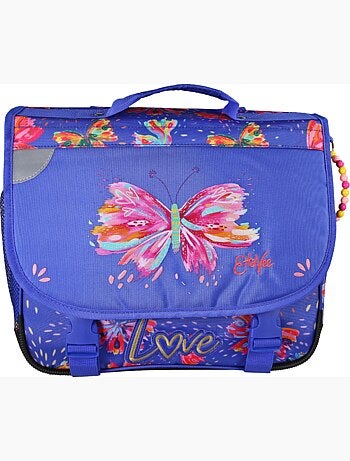 Cartera escolar niña 38 cm 2 compartimentos ETTAVEE Fly With Me azul violeta mariposa