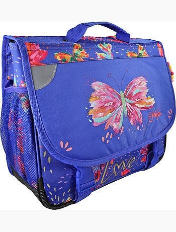 Cartera escolar niña 38 cm 2 compartimentos ETTAVEE Fly With Me azul violeta mariposa