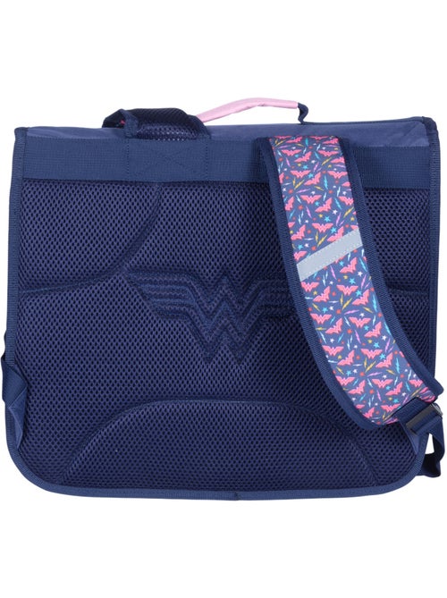 Cartera escolar niña 38 cm 2 compartimentos WONDER WOMAN azul rosa - Kiabi