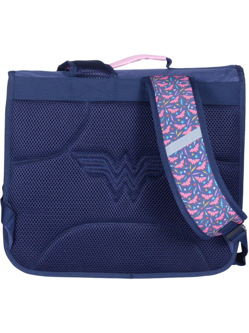 Cartera escolar niña 38 cm 2 compartimentos WONDER WOMAN azul rosa Blanco Rosa Azul - Kiabi